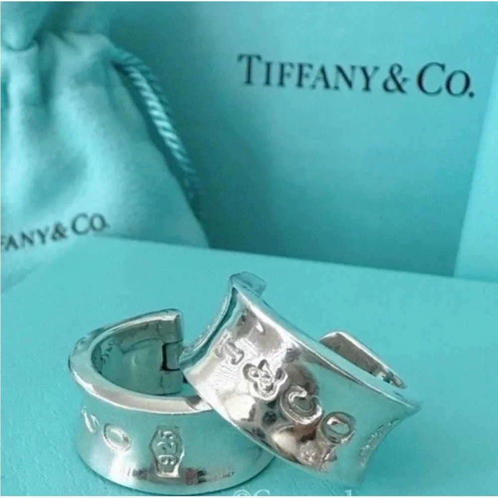 Tiffany & Co. 💯% Auth 1837 Hoop Earrings 925 Sterling Silver W/Box✨EUC✨